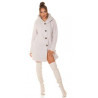 Beige Beautiful Boucle Look coat with hood