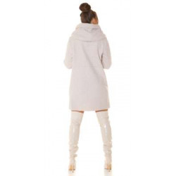 Beige Beautiful Boucle Look coat with hood