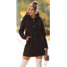 Black Beautiful Boucle look coat with hood