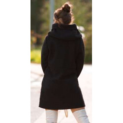 Black Beautiful Boucle look coat with hood