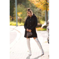 Black Beautiful Boucle look coat with hood
