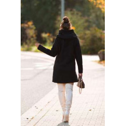 Black Beautiful Boucle look coat with hood