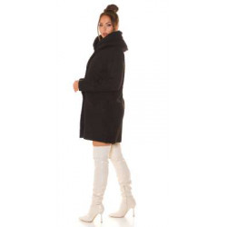 Black Beautiful Boucle look coat with hood