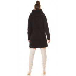 Black Beautiful Boucle look coat with hood