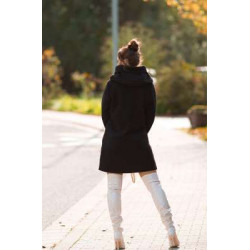 Black Beautiful Boucle look coat with hood