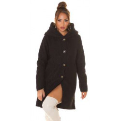 Black Beautiful Boucle look coat with hood