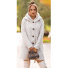 Beige Beautiful Boucle Look coat with hood