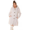 Beige Beautiful Boucle Look coat with hood