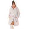 Beige Beautiful Boucle Look coat with hood