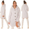 Beige Beautiful Boucle Look coat with hood